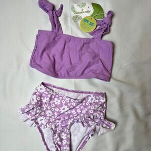 Purple and white bikini set
